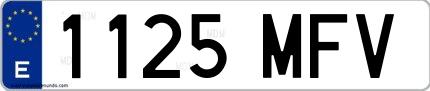 Ejemplo de matrícula española 1125 MFV