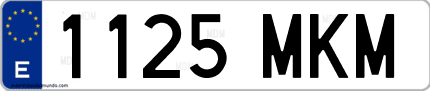 Ejemplo de matrícula de coche ordinaria 1125 MKM