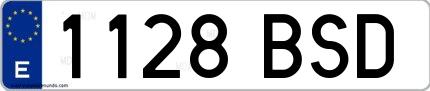 Ejemplo de matrícula española 1128 BSD