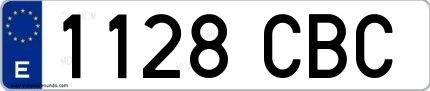 Ejemplo de matrícula española 1128 CBC