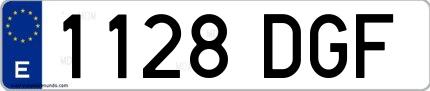 Ejemplo de matrícula española 1128 DGF