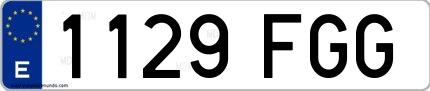 Ejemplo de matrícula española 1129 FGG