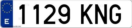 Ejemplo de matrícula española 1129 KNG