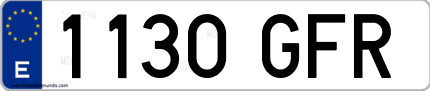Ejemplo de matrícula de coche ordinaria 1130 GFR