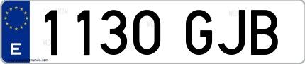 Ejemplo de matrícula española 1130 GJB