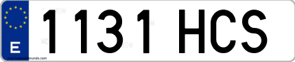 Ejemplo de matrícula de coche ordinaria 1131 HCS