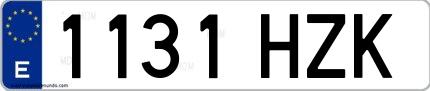 Ejemplo de matrícula española 1131 HZK