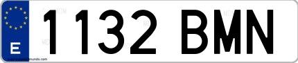 Ejemplo de matrícula española 1132 BMN