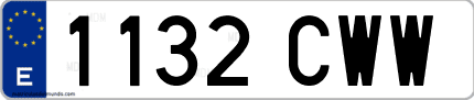 Ejemplo de matrícula de coche ordinaria 1132 CWW