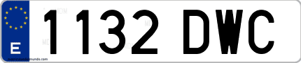 Ejemplo de matrícula de coche ordinaria 1132 DWC