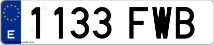 Ejemplo de matrícula española 1133 FWB