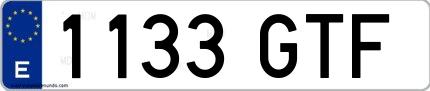 Ejemplo de matrícula española 1133 GTF
