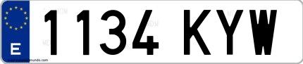 Ejemplo de matrícula española 1134 KYW