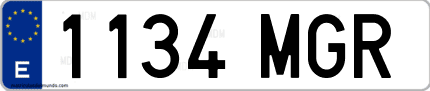 Ejemplo de matrícula de coche ordinaria 1134 MGR
