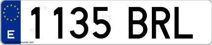 Ejemplo de matrícula española 1135 BRL