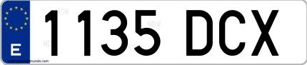 Ejemplo de matrícula española 1135 DCX