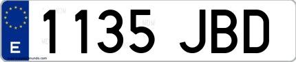 Ejemplo de matrícula española 1135 JBD