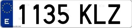 Ejemplo de matrícula española 1135 KLZ