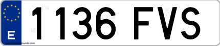 Ejemplo de matrícula de coche ordinaria 1136 FVS