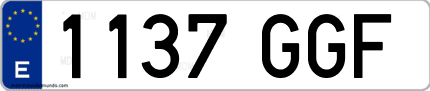 Ejemplo de matrícula de coche ordinaria 1137 GGF