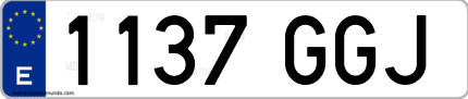 Ejemplo de matrícula de coche ordinaria 1137 GGJ