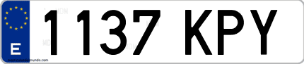 Ejemplo de matrícula de coche ordinaria 1137 KPY