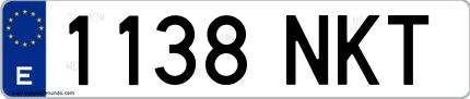 Ejemplo de matrícula española 1138 NKT
