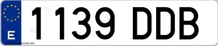 Ejemplo de matrícula española 1139 DDB