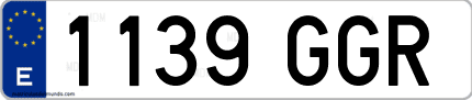 Ejemplo de matrícula de coche ordinaria 1139 GGR