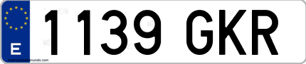 Ejemplo de matrícula de coche ordinaria 1139 GKR