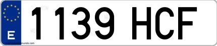 Ejemplo de matrícula española 1139 HCF