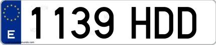 Ejemplo de matrícula española 1139 HDD