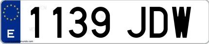 Ejemplo de matrícula española 1139 JDW