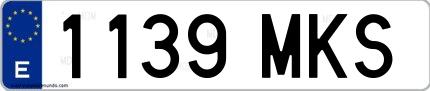 Ejemplo de matrícula española 1139 MKS