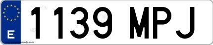 Ejemplo de matrícula española 1139 MPJ