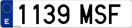 Ejemplo de matrícula de coche ordinaria 1139 MSF