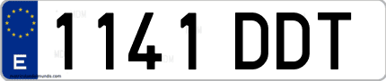 Ejemplo de matrícula de coche ordinaria 1141 DDT