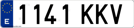 Ejemplo de matrícula de coche ordinaria 1141 KKV