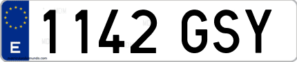 Ejemplo de matrícula de coche ordinaria 1142 GSY