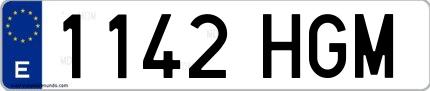 Ejemplo de matrícula española 1142 HGM