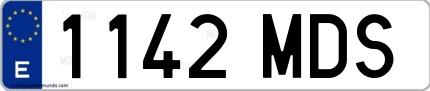 Ejemplo de matrícula española 1142 MDS
