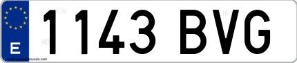 Ejemplo de matrícula española 1143 BVG