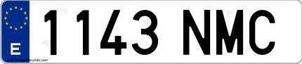 Ejemplo de matrícula española 1143 NMC