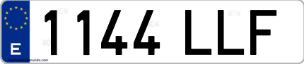 Ejemplo de matrícula de coche ordinaria 1144 LLF