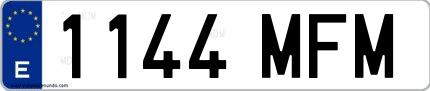 Ejemplo de matrícula española 1144 MFM