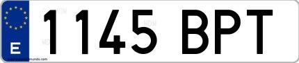 Ejemplo de matrícula española 1145 BPT
