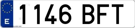 Ejemplo de matrícula española 1146 BFT