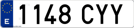 Ejemplo de matrícula de coche ordinaria 1148 CYY