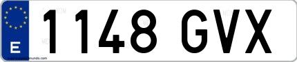 Ejemplo de matrícula española 1148 GVX