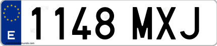 Ejemplo de matrícula de coche ordinaria 1148 MXJ